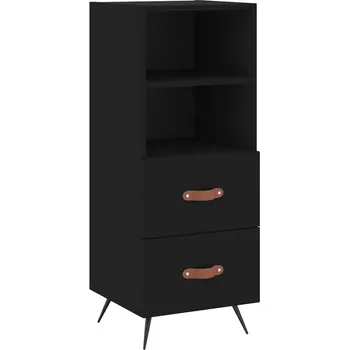 Koupelnový nábytek Černá boční skříňka 34,5 x 34 x 90 cm s kovovými nožičkami