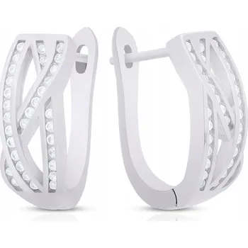 Náušnice Stříbrné Náušnice Anglické zapínání Zirkony Dámské Široké Stříbro 925