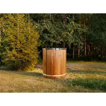 Koupací sud Nerezová vana na studenou vodu pro jednu osobu – trojité termo dřevo