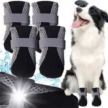 Obleček pro psa Zimní Boty Ponožky pro Psa Protiskluzové Suchý Zip do Sněhu Teplé - M