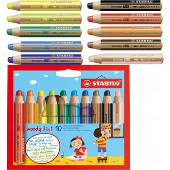 Výtvárné potřeby Pastelky Stabilo Woody silné, 10 barev