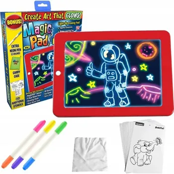 Magnetická kreslící tabulka TABLET DLA DZIECI HRAČKA MAGICKÁ LED TABULKA NA KRESLENÍ - ZNOVU POUŽITELNÁ