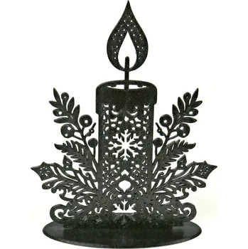 Svícen UNI Svíčka na podstavci vzor. 2 Barva: černá