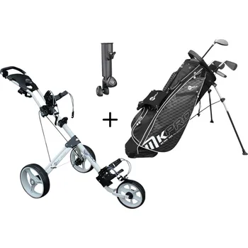 Golfový set MKids Golf Pro dětský golfový set pravý 165cm + golfový vozík + držák deštníku