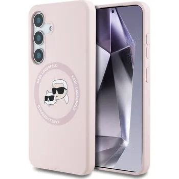 Pouzdro na mobilní telefon Karl Lagerfeld Silicone Double Heads MagSafe Samsung Galaxy S25 Plus růžová