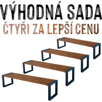 Zahradní lavice VÝHODNÁ SADA - 4x Zahradní lavička PANTHERA, bez opěradla