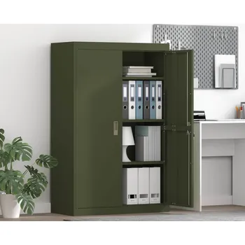 Příborník do zásuvky vidaXL Úložná skříňka 2 pcs Olivově zelená 90 x 40 x 140 cm