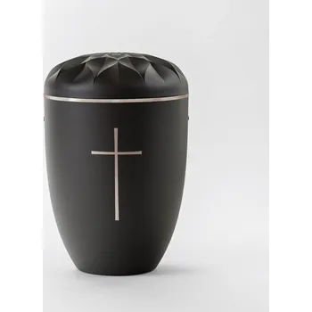 Smuteční dekorace Ekologická urna Jabloňový květ symbol kříže - Antracit, stříbrný