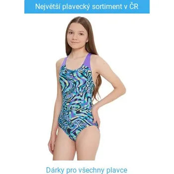 Dívčí plavky Speedo Digital Allover Turquoise / Purple 128cm
