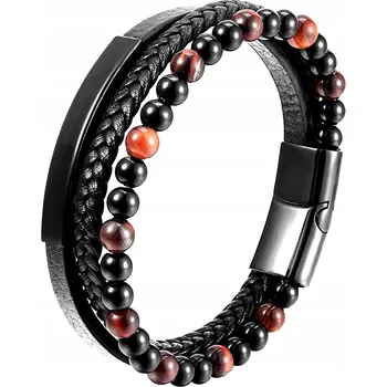 Náramek PÁNSKÝ TROJITÝ PÁNSKÝ NÁRAMEK KORÁLKY , OCEL