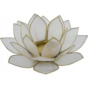 Svícen SVÍCEN LOTOSOVÝ KVĚT LOTUS Svíčky Tealight Muszla Capiz Přírodní