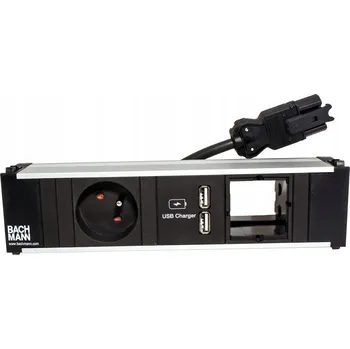 Elektrická zásuvka Elektrická Zásuvka s kabelem Bachmann, stříbrná