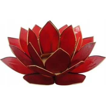 Svícen SVÍCEN LOTOSOVÝ KVĚT LOTUS Svíčky Tealight Muszla Capiz Červený