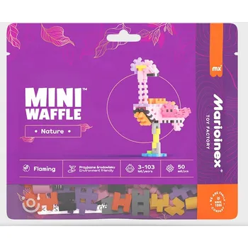 ostatní stavebnice Stavebnice Mini Vafle Nature Plameňák Nature kostky 50 dílků Waffle Marioinex 3+