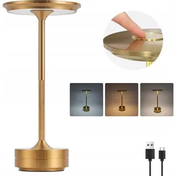 Lampička Stolní lampa Noční RGB LED Bezdrátová Dotyková Zlatá 13W