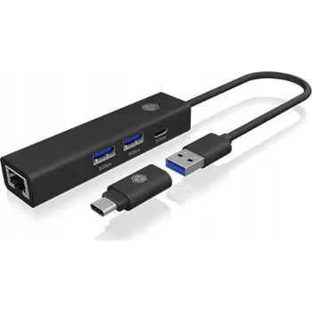 USB hub IcyBox Hub IB-HUB1439-LAN 4v1 HUB, 1x USB-C,