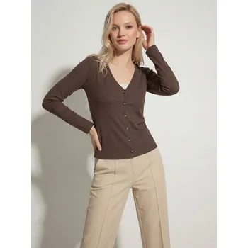 Dámská halenka Sinsay - Hladká viskózová halenka - hnědá - 529HC-88X - 529HC-88X-XL