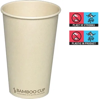 Jednorázové nádobí Kelímek papírový ECO BAMBOO 16oz 400/450ml 90mm - EU logo - 1000 ks