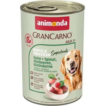Pro psa 24x400g Animonda GranCarno Adult Superfoods - kuřecí + špenát, maliny, dýňová semínka