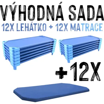 Zahradní lehátko VÝHODNÁ SADA - 12x Dětské lehátko s matrací LEONTÝNKA, modré
