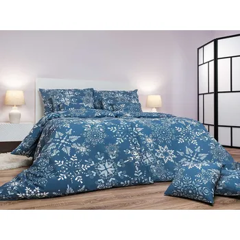 DADKA VRACOV Povlečení krep Snowflakes šedomodré 140x200, 70x90 cm II.jakost