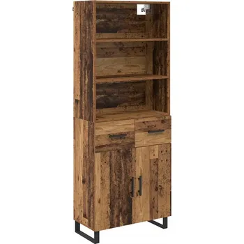 Komoda Vysoká komoda se zásuvkou, staré dřevo, 69,5 x 34 x 180 cm