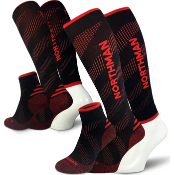 Pánské ponožky Northman Compress ponožky Elite 3-pack Velikost: 42-47 Červená Kompresní Podkolenka, Návlek a Kotníková Ponožka (sada)