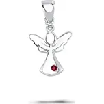 Lillian Vassago Přívěsek anděl v bílém zlatě se smaragdem/rubínem/safírem/topazem LLV66-GP189WK Druh kamene: Rubín
