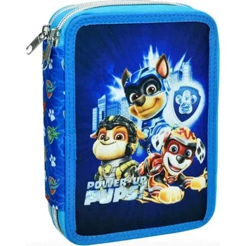 Penál Giovas Školní penál dvoupatrový TLAPKOVÁ PATROLA POWER UP s výbavou modrý