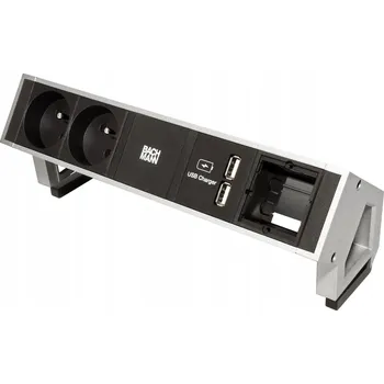 Elektrická zásuvka Elektrická Zásuvka s kabelem Bachmann, stříbrná