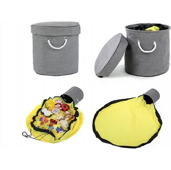 Koš na prádlo Koš na hračky Verk Group šedý látkový s hrací podložkou 20 l