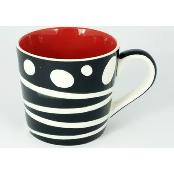 Bílo černý hrnek 400 ml (Modrení hrníček na čaj/ kávu)