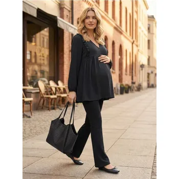 Sinsay - Halenka s volánovým zdobením MÁMA - černá - 6234F-99X - 6234F-99X-XL