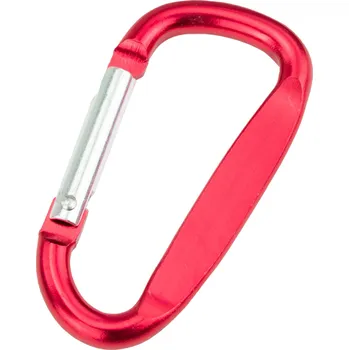 Jištění Hliníková karabina D tvar, 60 mm, červená