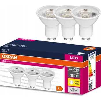 Žárovka 3x LED žárovka GU10 4,5W = 35W 3000K OSRAM Value