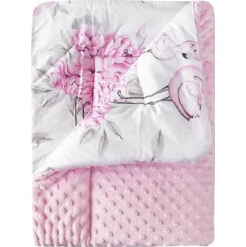 Dětská deka COSING Prošívaná deka Minky 100x75 cm - Pivoňky s plameňáky