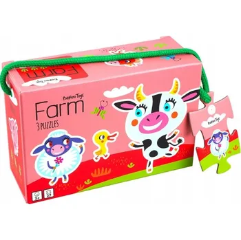 Puzzle Moje první puzzle, 3 skládačky, 6, 9, 12 dílků, Farma