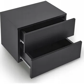Noční stolek ZÁVĚSNÝ NOČNÍ STOLEK SE 2 ZÁSUVKAMI 40x29x30 CM ČERNÝ MATNÝ MODERNÍ