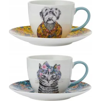 Mikasa Tipperleyhill, Porcelánové šálky s motivem psa a kočky - 240 ml, 2 ks