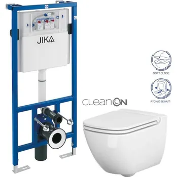 WC sada JIKA předstěnový instalační systém bez tlačítka + WC CERSANIT CLEANON CASPIA + SEDÁTKO H895652 X CP1