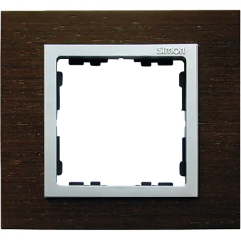 vypínač Rámeček 1 násobný, dřevěný, Simon 82 Nature 82917-65, wenge / hliníková