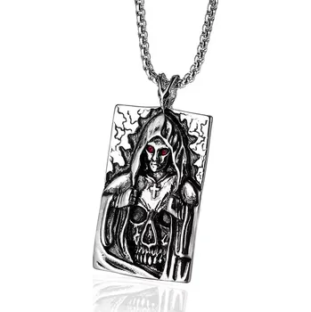 Oblečení a móda Oboustranný přívěsek z chirurgické oceli – Smrt a kříž - Model BEZ ŘETÍZKU (pouze přívěsek)