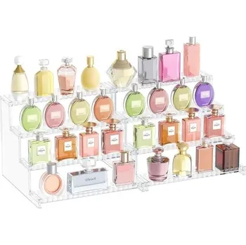 Koupelnový nábytek Lifewit 4patrový průhledný stojan na parfémy s mřížkou, plastový stojan na organizér parfémů,