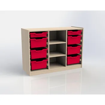 Koupelnový nábytek Skříňka ARI, 2x police, 8x box, červená