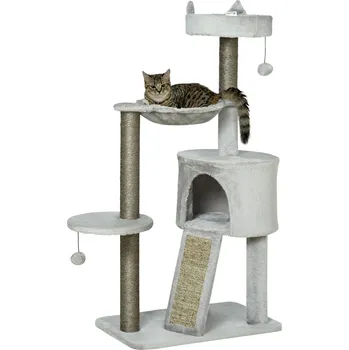PAWHUT Kočičí strom škrabadlo dva sloupky 113 cm šedá barva