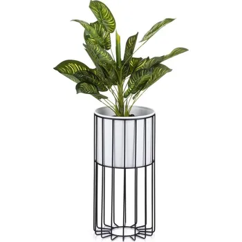 Květináč Květináč na stojanu LOFT III 42 cm černý/bílý