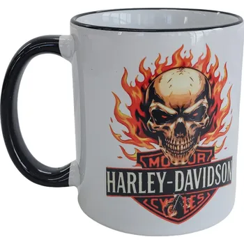 Od Máry Hrnek s potiskem Harley Davidson Skull Flames 300 ml