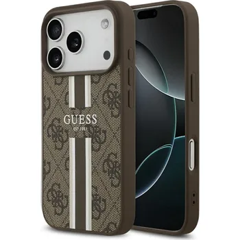 Pouzdro na mobilní telefon Pouzdro GUESS pro IPHONE 17 Pro kompatibilní s MagSafe GUHMP17LP4RPSW (4G Printed Stripes) hnědé