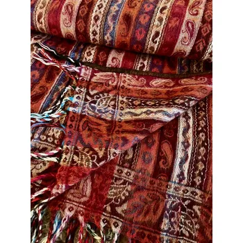 deka Deka s proužky se vzorem vínovo oranžová