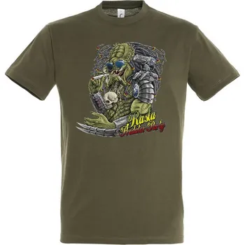 Pánské tričko panske-levne-bavlnene-tricko-digi-potisk-rasta-predator Barva: Khaki, velikost: M